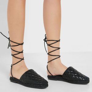 MISSGUIDED Quilted Tie Up Espadrille